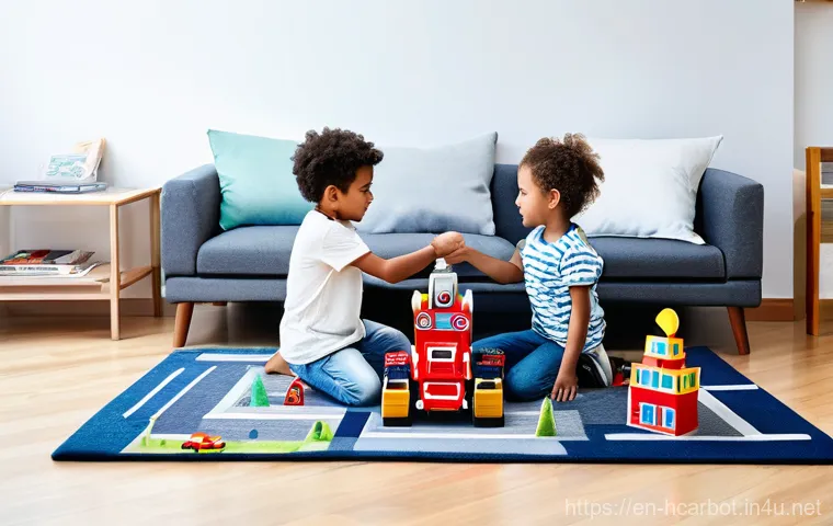 헬로카봇 시청 연령대별 선호도 - **Prompt for Age Group 3-5 (Focus on Wonder and Simple Transformation):**
    "A charming, brightly ...