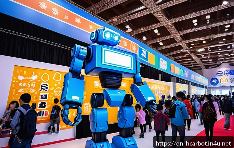 헬로카봇 팬미팅 일정 및 후기 - A vibrant convention hall filled with enthusiastic Hello Carbot fans wearing detailed, colorful robo...